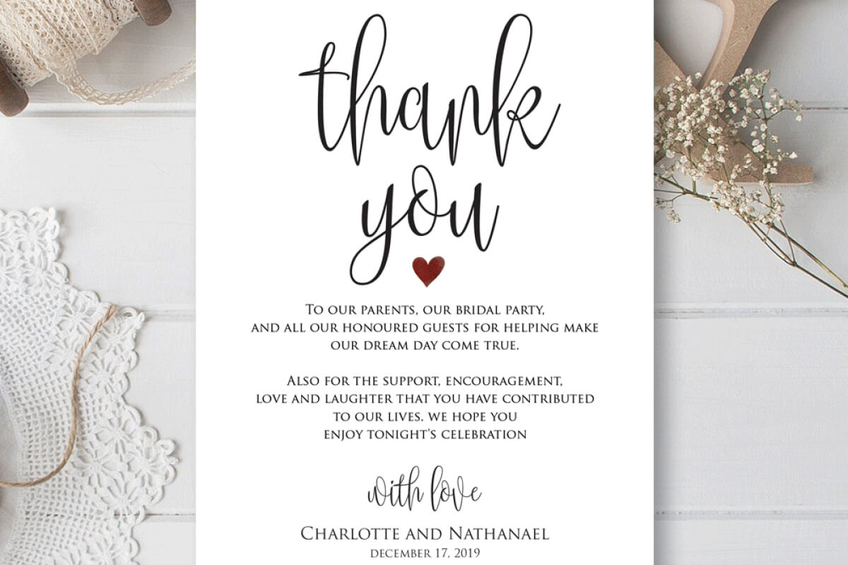 Wedding Thank You Note, Printable Thank You Card Template Pertaining To Thank You Note Cards Template