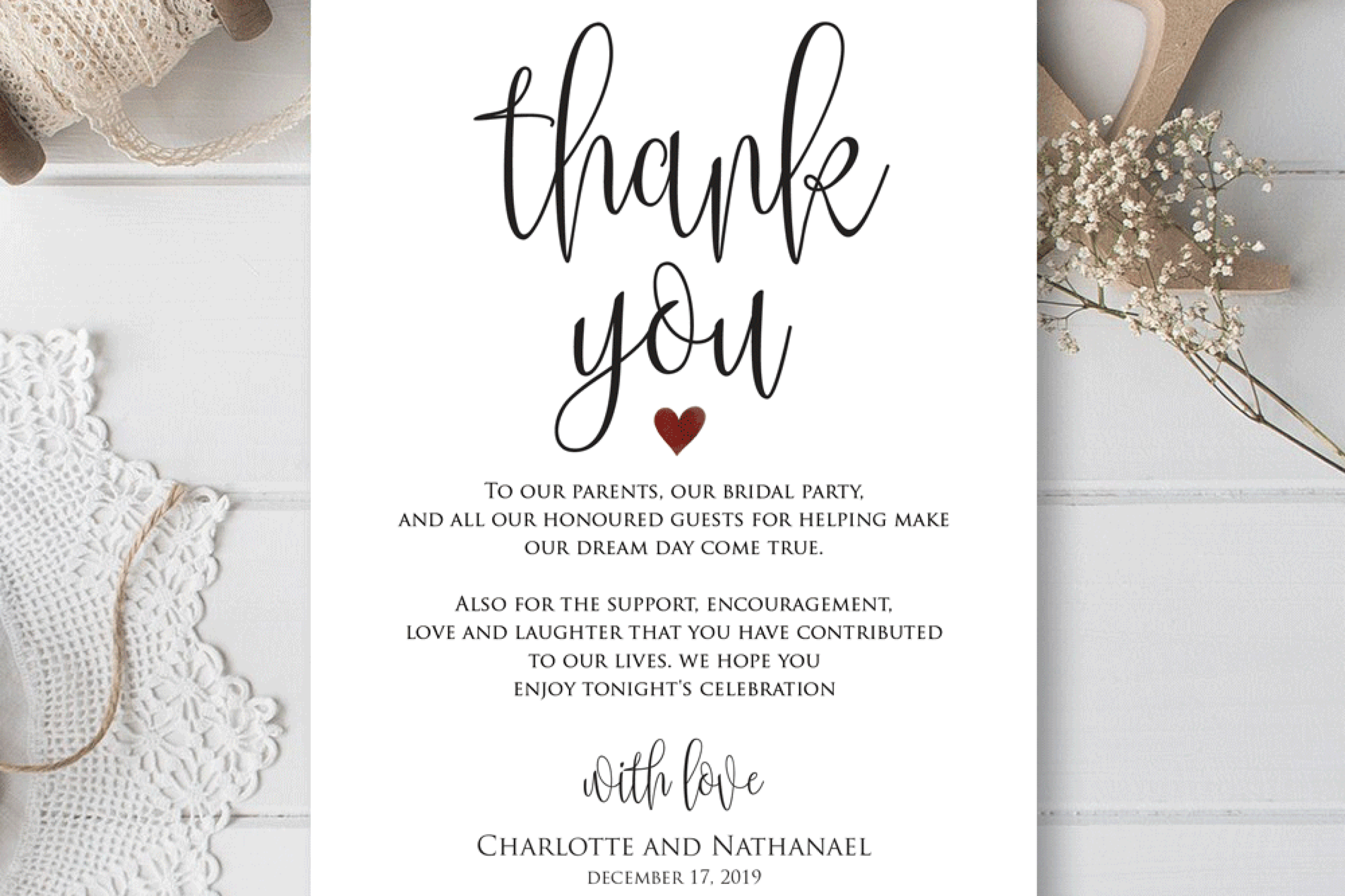 Wedding Thank You Note, Printable Thank You Card Template Regarding Template For Wedding Thank You Cards