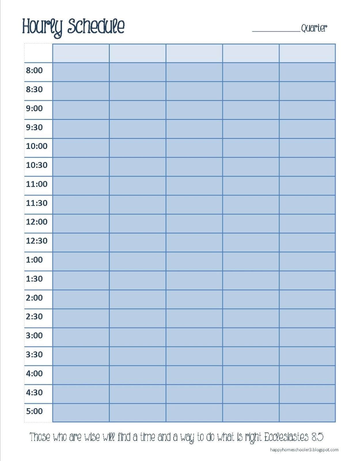 Weekly Hourly Planner Template Cute Printable Blank Calendar Within Printable Blank Daily Schedule Template