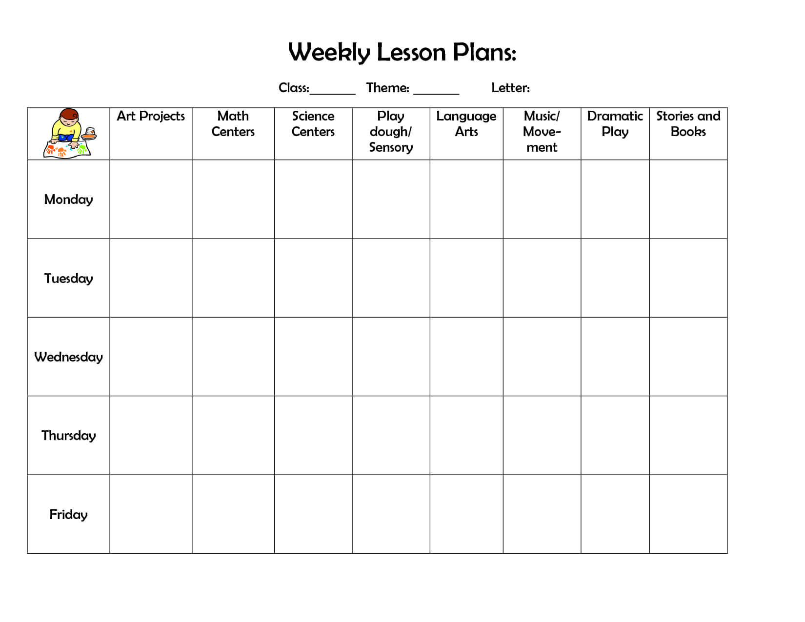Weekly Lesson Plan | Preschool Lesson Plan Template, Weekly For Blank Preschool Lesson Plan Template