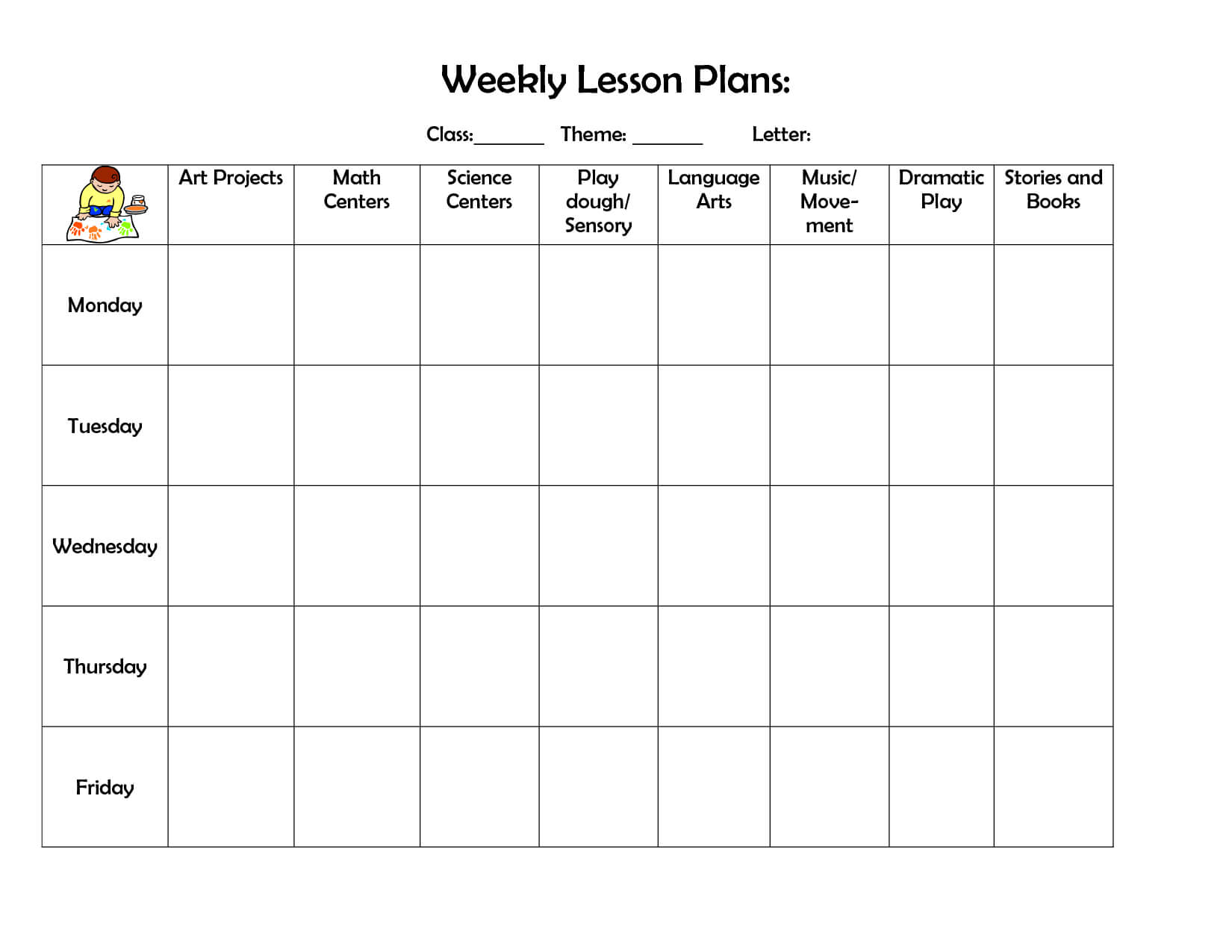 Weekly Lesson Plan | Preschool Lesson Plan Template, Weekly For Blank ...