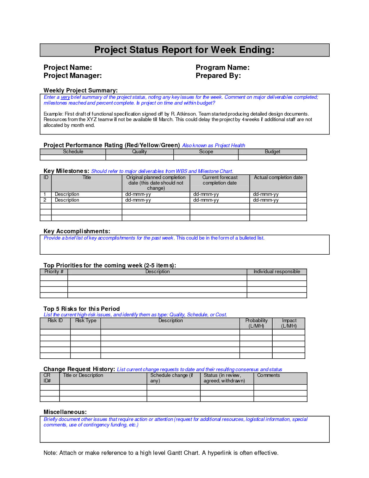 Weekly Project Status Report Sample – Google Search Intended For Weekly Status Report Template Excel
