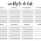 Weekly To Do List Printable Checklist Template | To Do Lists With Regard To Blank Checklist Template Pdf