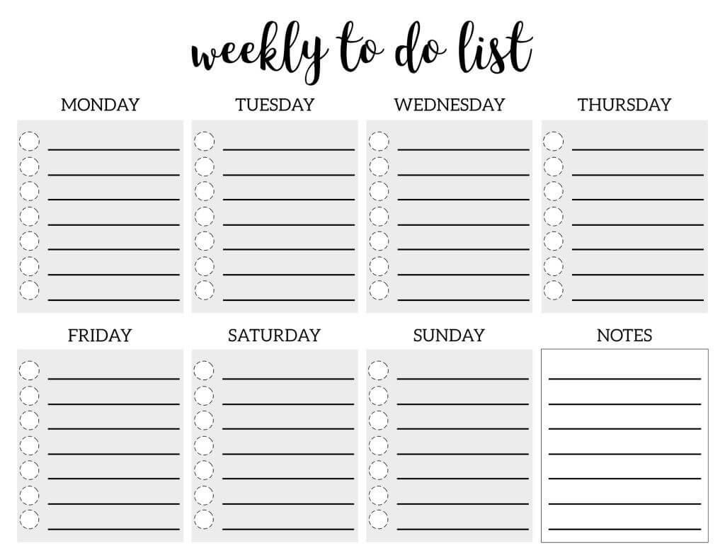 Weekly To Do List Printable Checklist Template | To Do Lists With Regard To Blank Checklist Template Pdf