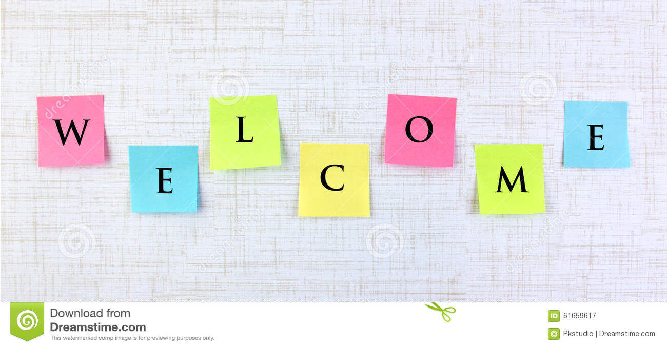 Welcome Banner With Sticky Notes Stock Image – Image Of In Welcome Banner Template