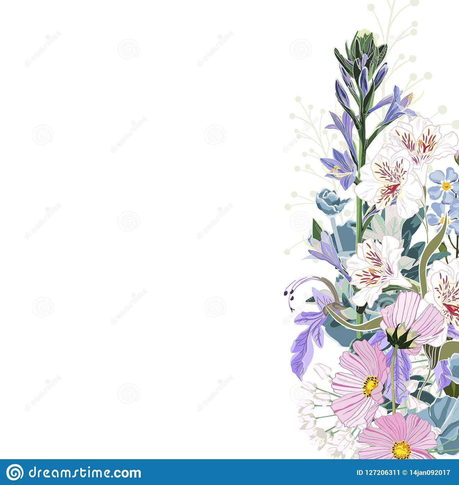 Wild Flowers Bouquet Elegant Card Template. Small Floral Inside Small Greeting Card Template