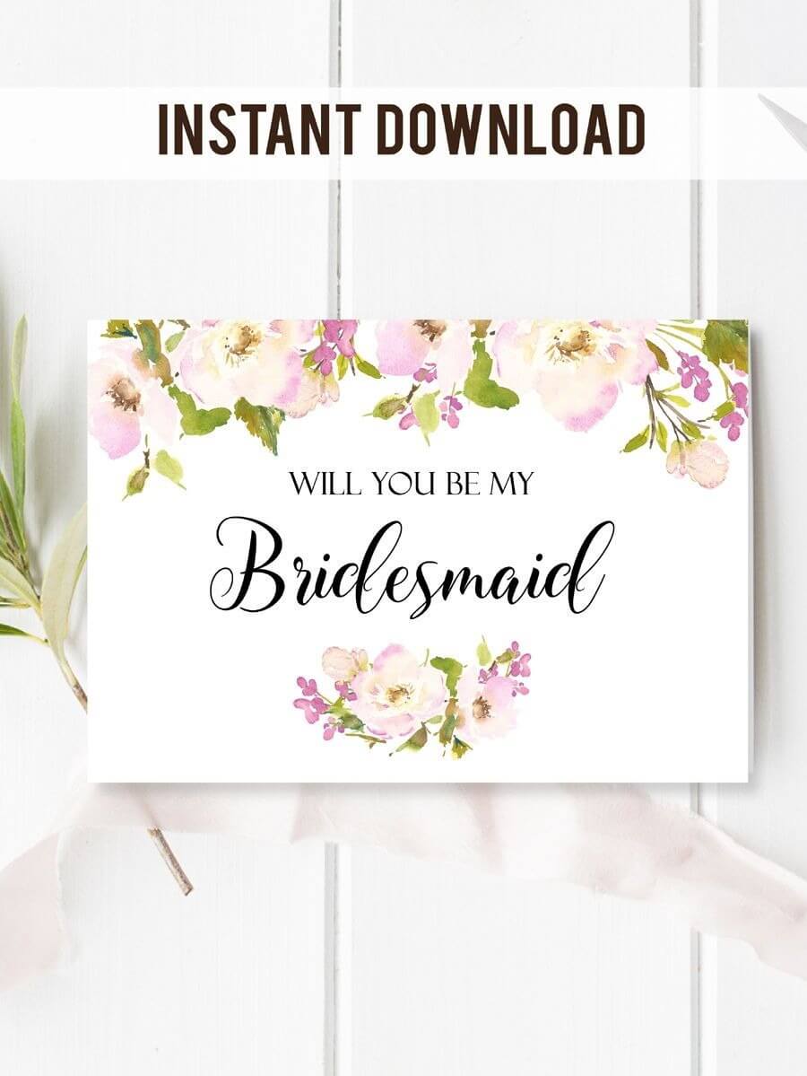 Will You Be My Bridesmaid Card. With Beautiful And Romantic Intended For Will You Be My Bridesmaid Card Template