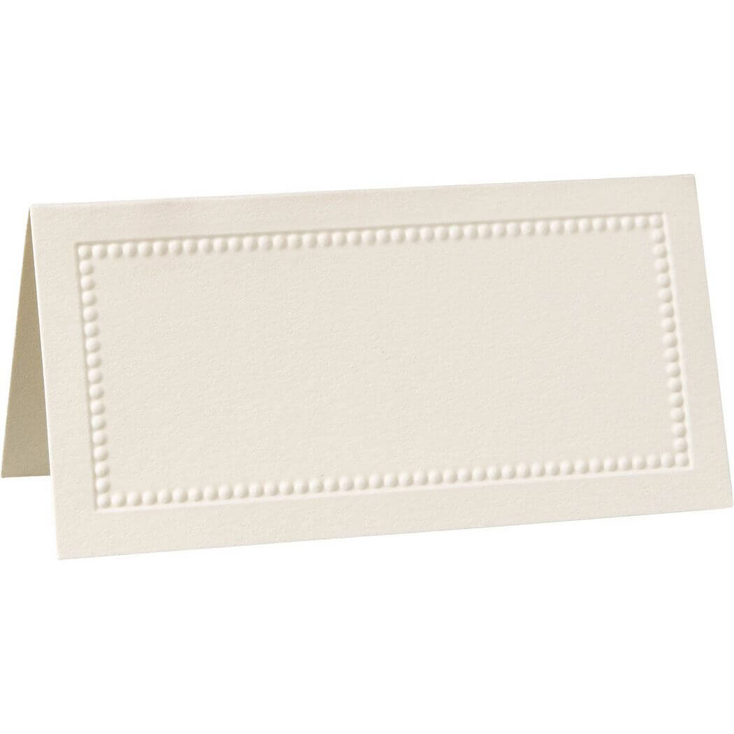 William Arthur Ecru Beaded Border Placecards | Wedding Place Intended For Paper Source Templates Place Cards