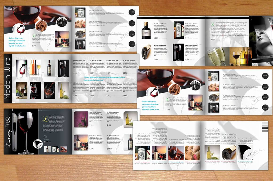 Wine – A5 Modern Catalogueflyer King On Creative Market Within Wine Brochure Template