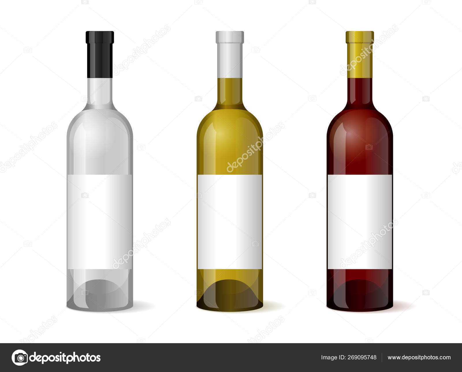 Wine Realistic 3D Bottle With Blank White Label Template Set Within Blank Wine Label Template