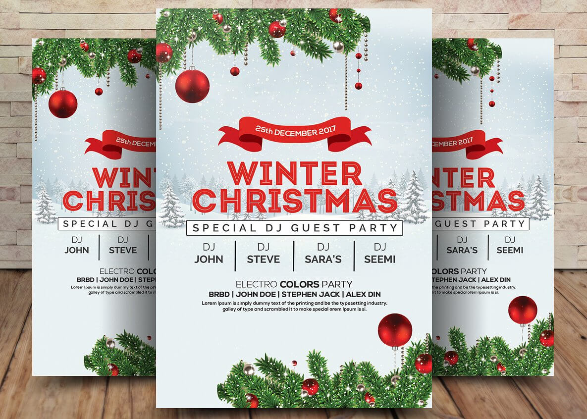 Winter Wonderland Christmas – Psd Flyer Template – Free Psd With Christmas Brochure Templates Free