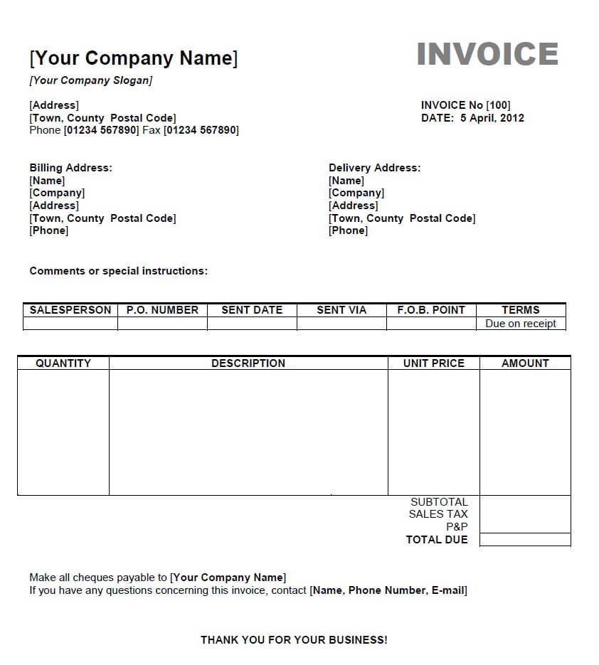 Word Invoice Template Mac | Invoice Example Regarding Free Invoice Template Word Mac