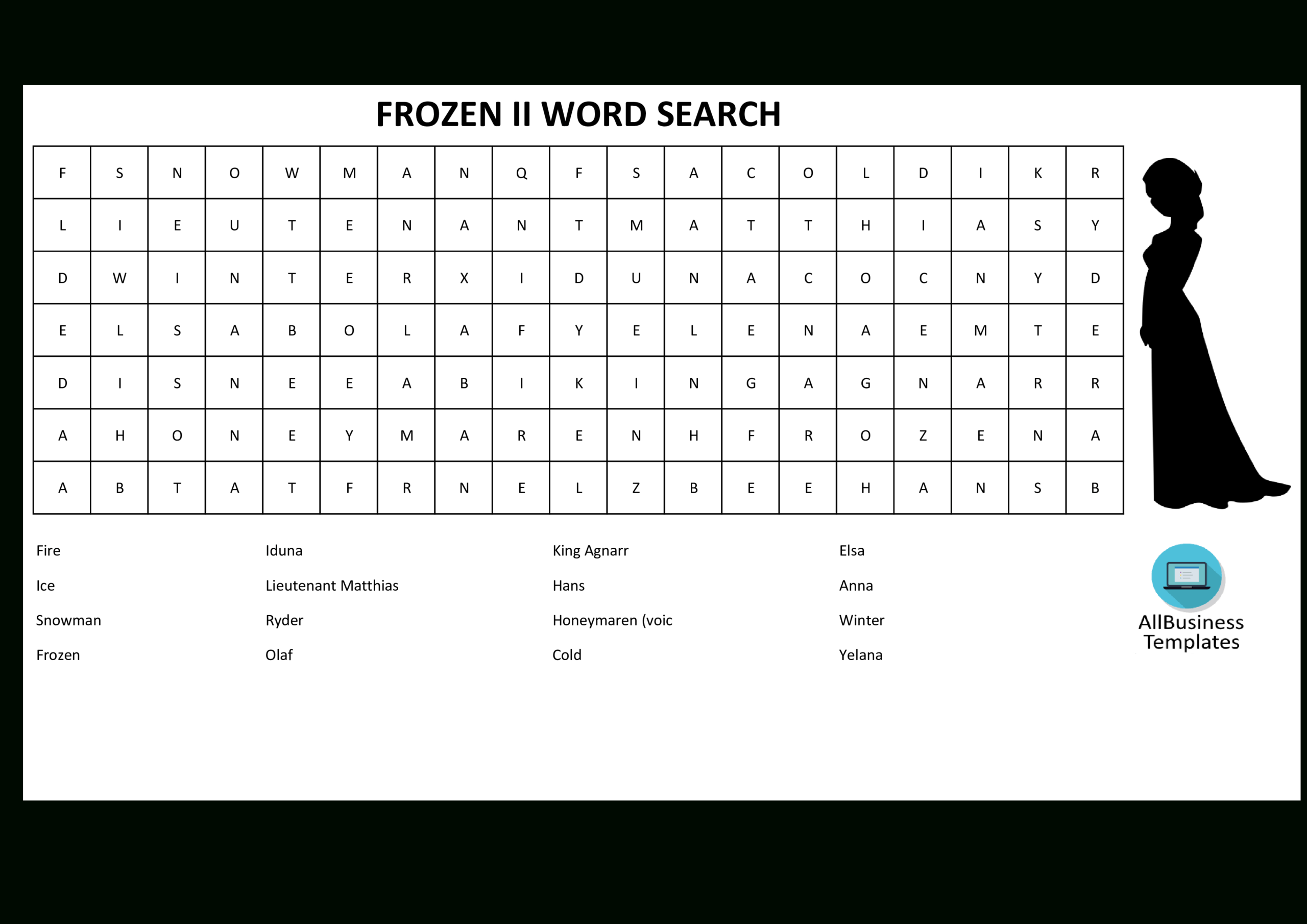 Word Search Frozen 2 With Answers | Templates At Throughout Word Sleuth Template