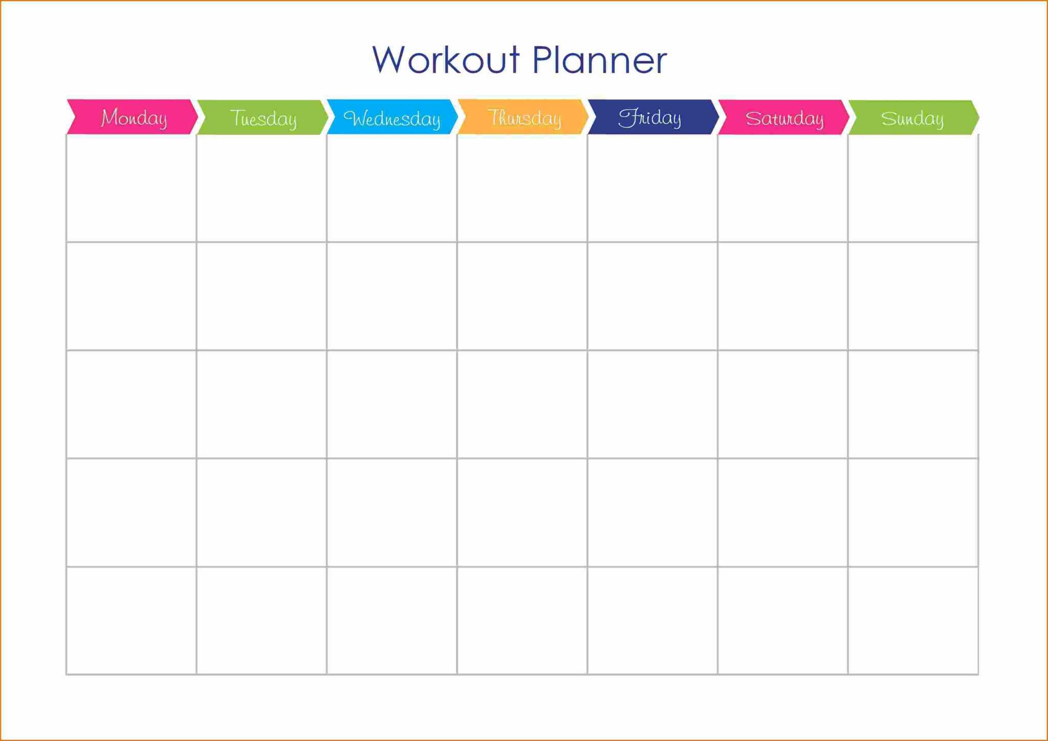 Weekly Workout Calendar Template