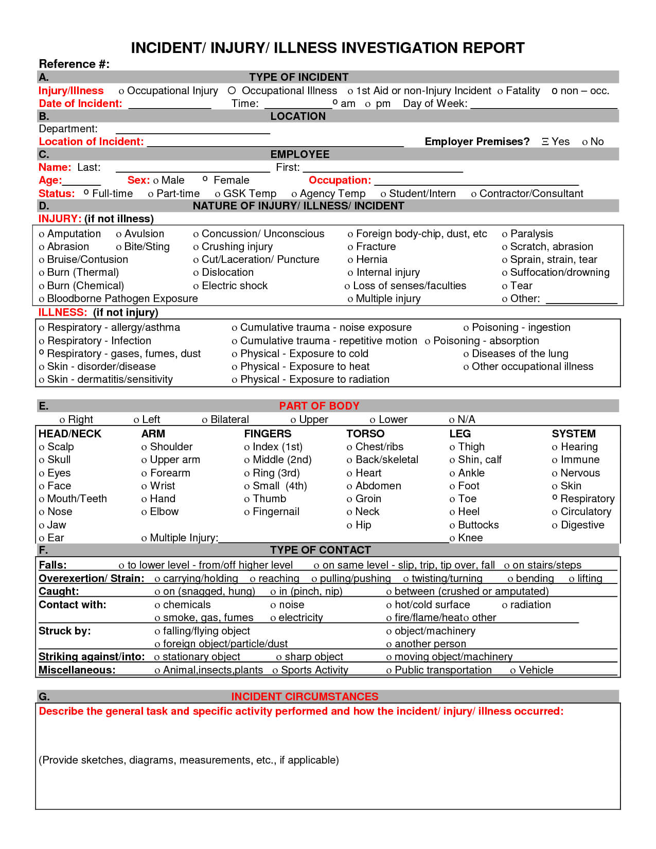 Workplace Investigation Report Plate Examples Qg Free With Ohs Incident Report Template Free