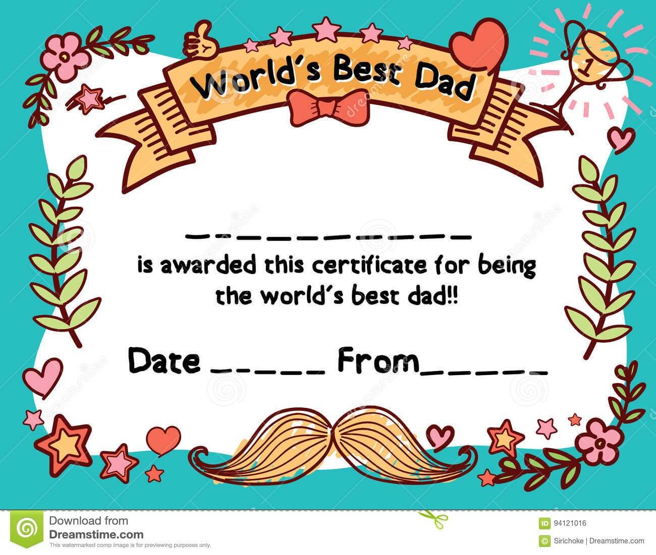 World`s Best Dad Award Certificate Template Stock Vector In Player Of The Day Certificate Template