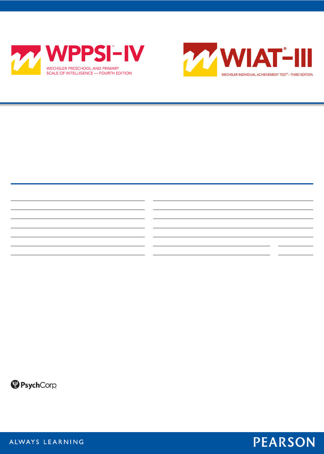 Wppsi  Iv/wiat  Iii Wechsler Preschool And Primary With Wppsi Iv Report Template