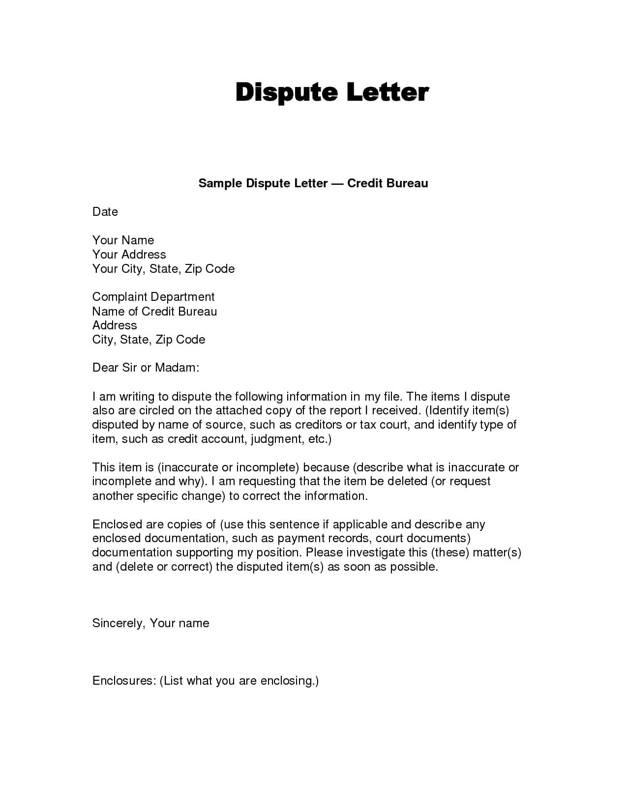 Writing Dispute Letter Format | Credit Bureaus, Lettering Throughout Credit Report Dispute Letter Template