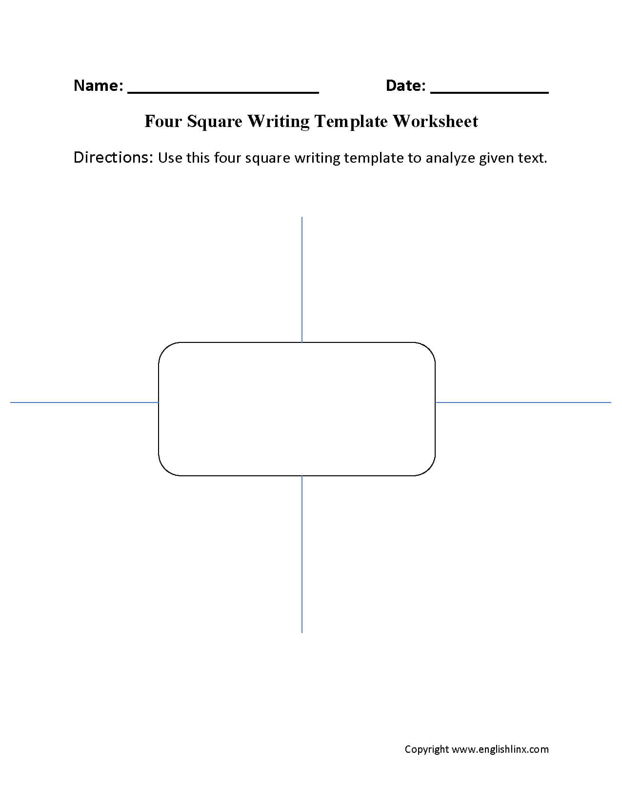 Writing Worksheets | Writing Template Worksheets Intended For Blank Four Square Writing Template