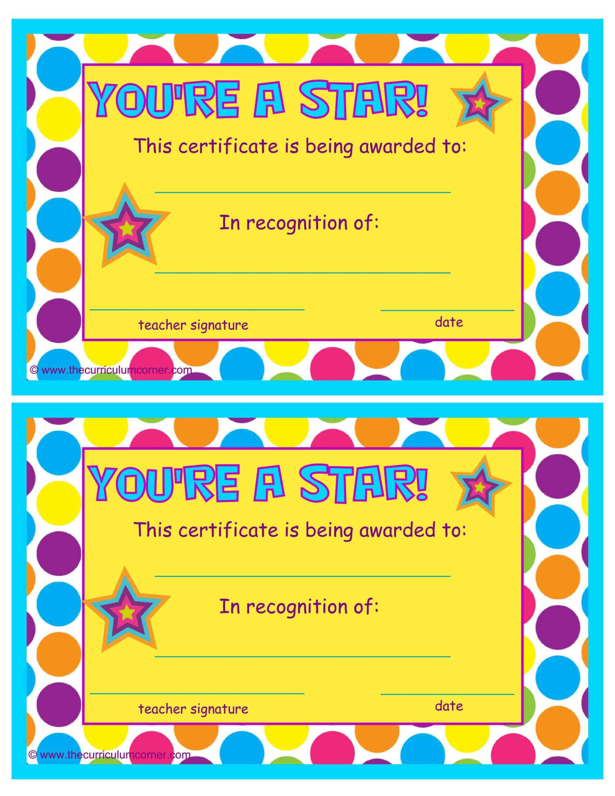 You're A Star End Of The Year Certificates | Star Students Regarding Star Of The Week Certificate Template