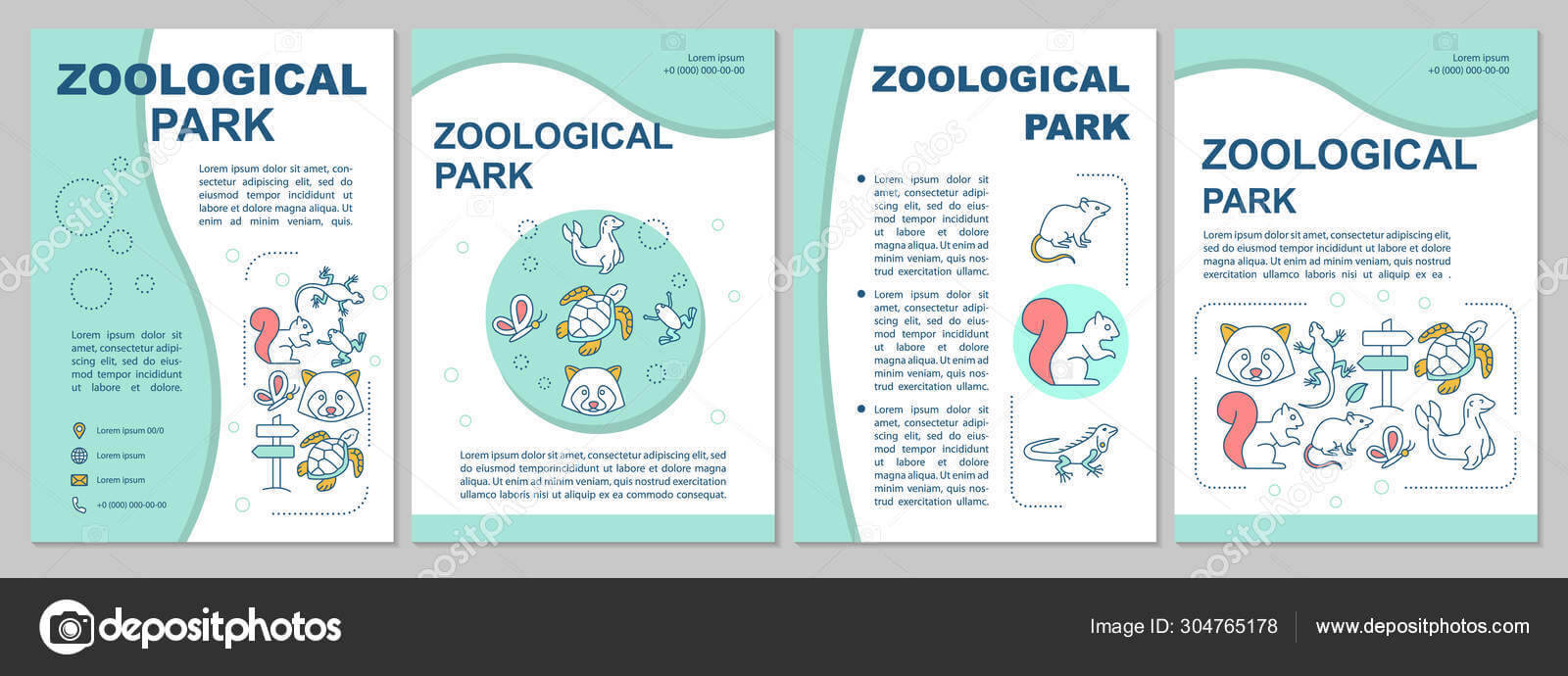 Zoological Park Brochure Template Layout. Animals Species Inside Zoo Brochure Template