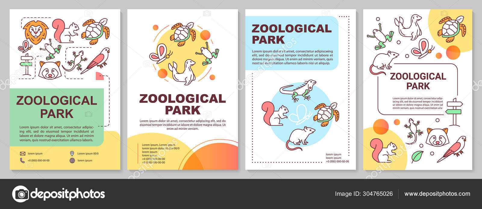 Zoological Park Brochure Template Layout. Zoo Animals. Flyer Pertaining To Zoo Brochure Template